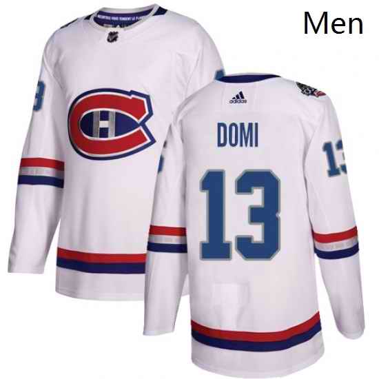 Mens Adidas Montreal Canadiens 13 Max Domi Authentic White 2017 100 Classic NHL Jersey